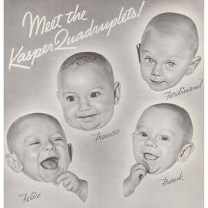 Kasper Quadruplets Mennen Antiseptic Passaic New Jersey Vintage Print Ad 1937